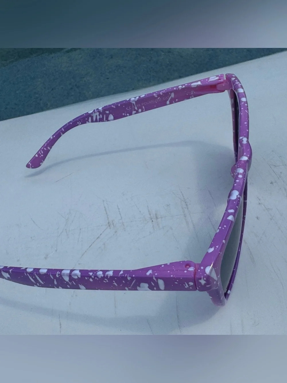 Purple Speckled Sunglasses with Dark Lenses